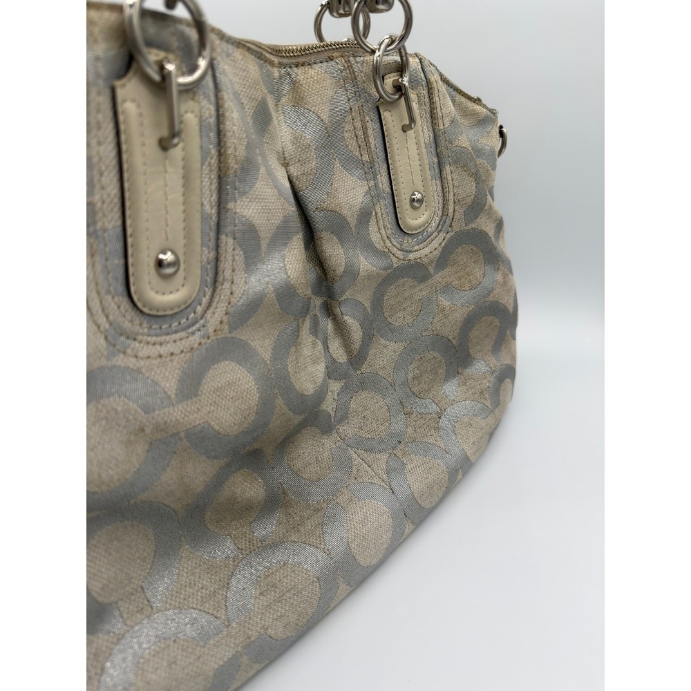 Coach Shoulder Bag Womens Large Silver Good Limited Edition Floral Jacquard - Picture 3 of 16